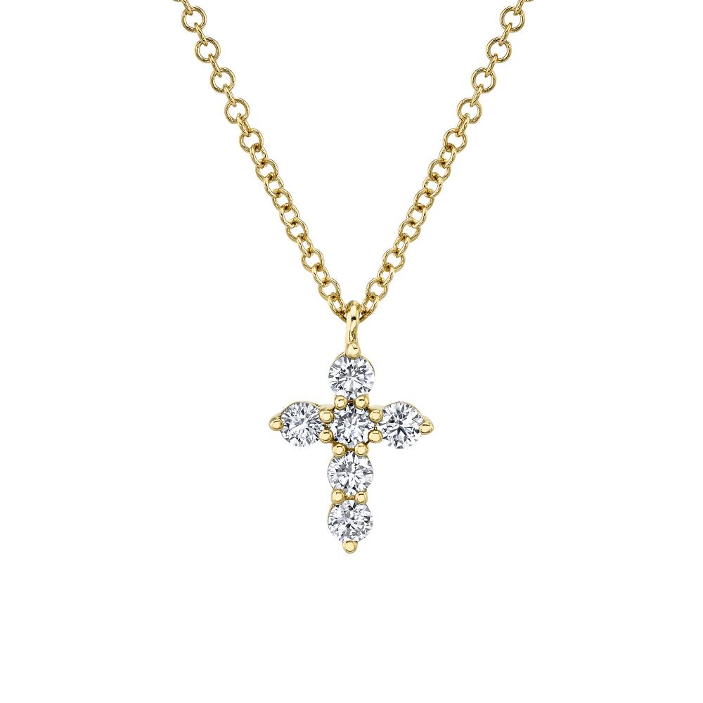 0.25CT 14K Y/G DIAMOND CROSS NECKLACE