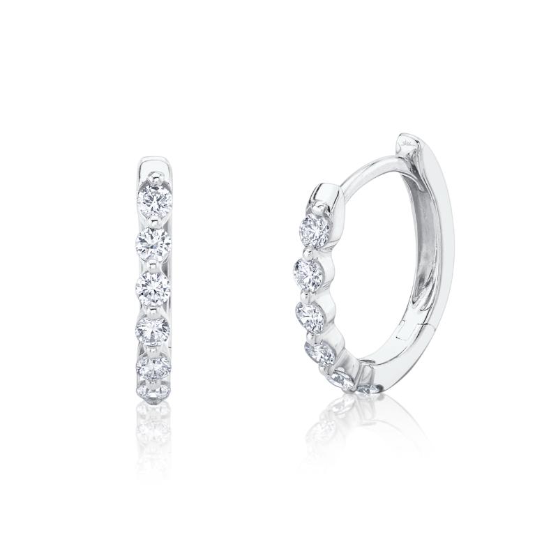 0.26CT 14K W/G DIAMOND OVAL HUGGIE EARRING