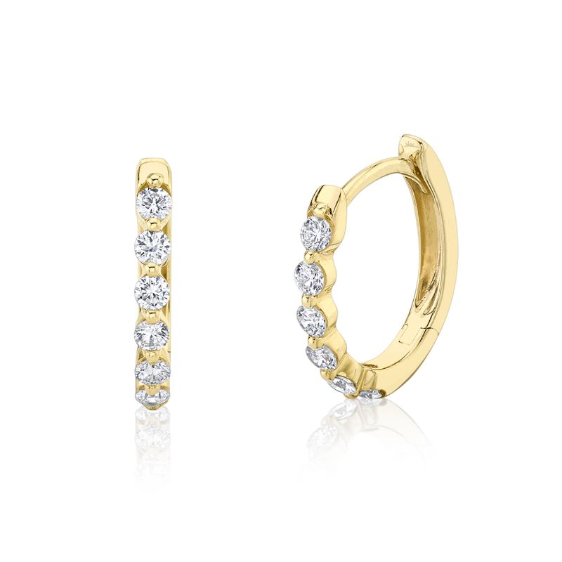 0.26CT 14K Y/G DIAMOND OVAL HUGGIE EARRING
