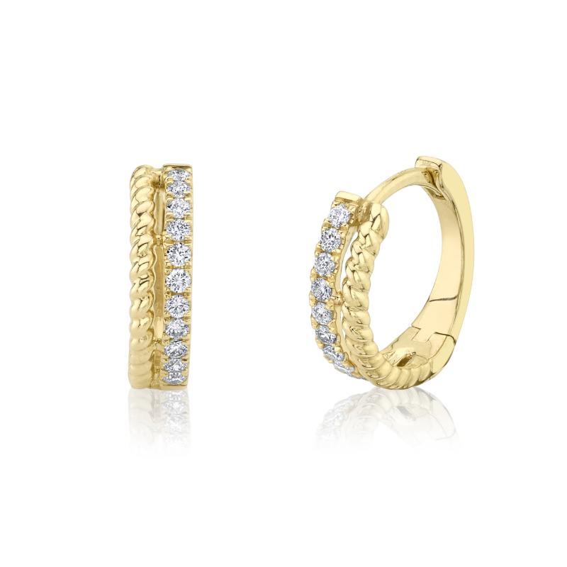 0.19CT 14K Y/G DIAMOND HUGGIE EARRING