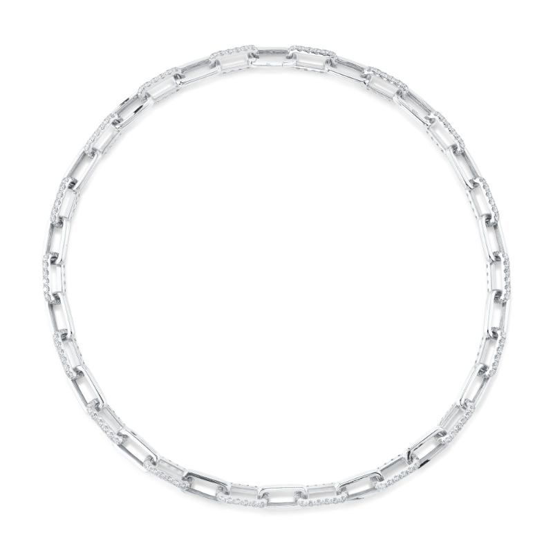 13.01CT 14K W/G DIAMOND PAVE PAPER CLIP LINK NECKLACE