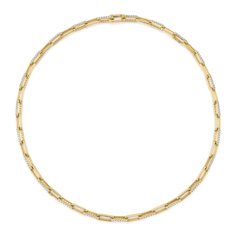 5.68CT 14K Y/G DIAMOND PAPER CLIP LINK NECKLACE