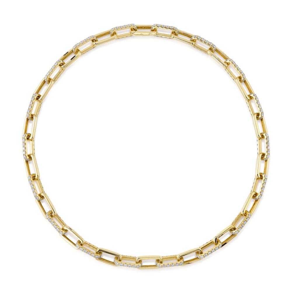 13.01CT 14K Y/G DIAMOND PAVE PAPER CLIP LINK NECKLACE