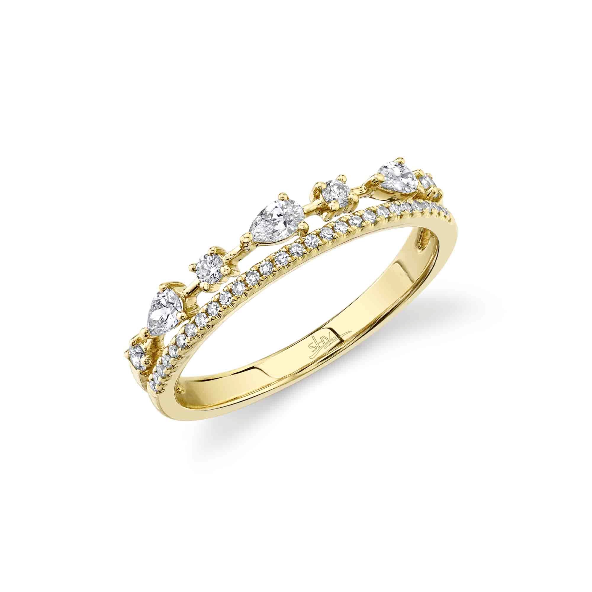 0.37CT 14K Y/G DIAMOND PEAR RING