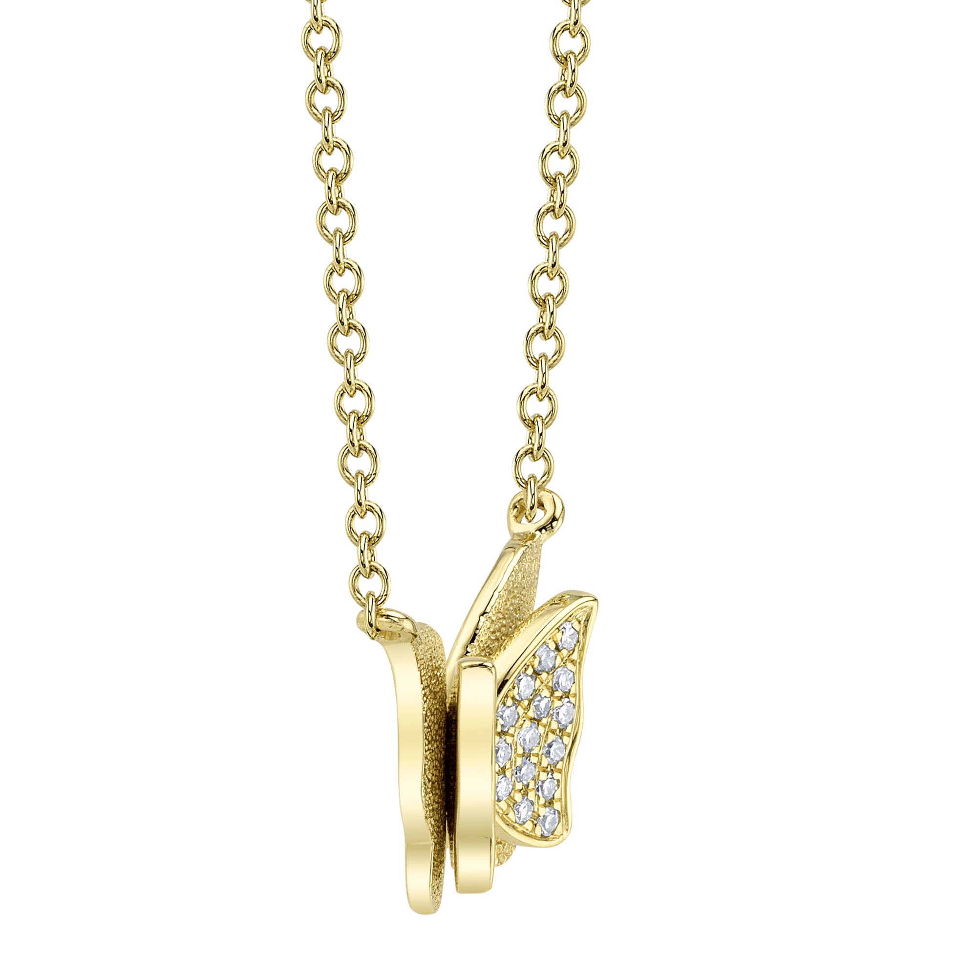 0.06CT 14K Y/G DIAMOND BUTTERFLY NECKLACE