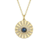 0.23CT BLACK & WHITE DIAMOND & 0.15CT BLUE SAPPHIRE 14K Y/G EYE NECKLACE