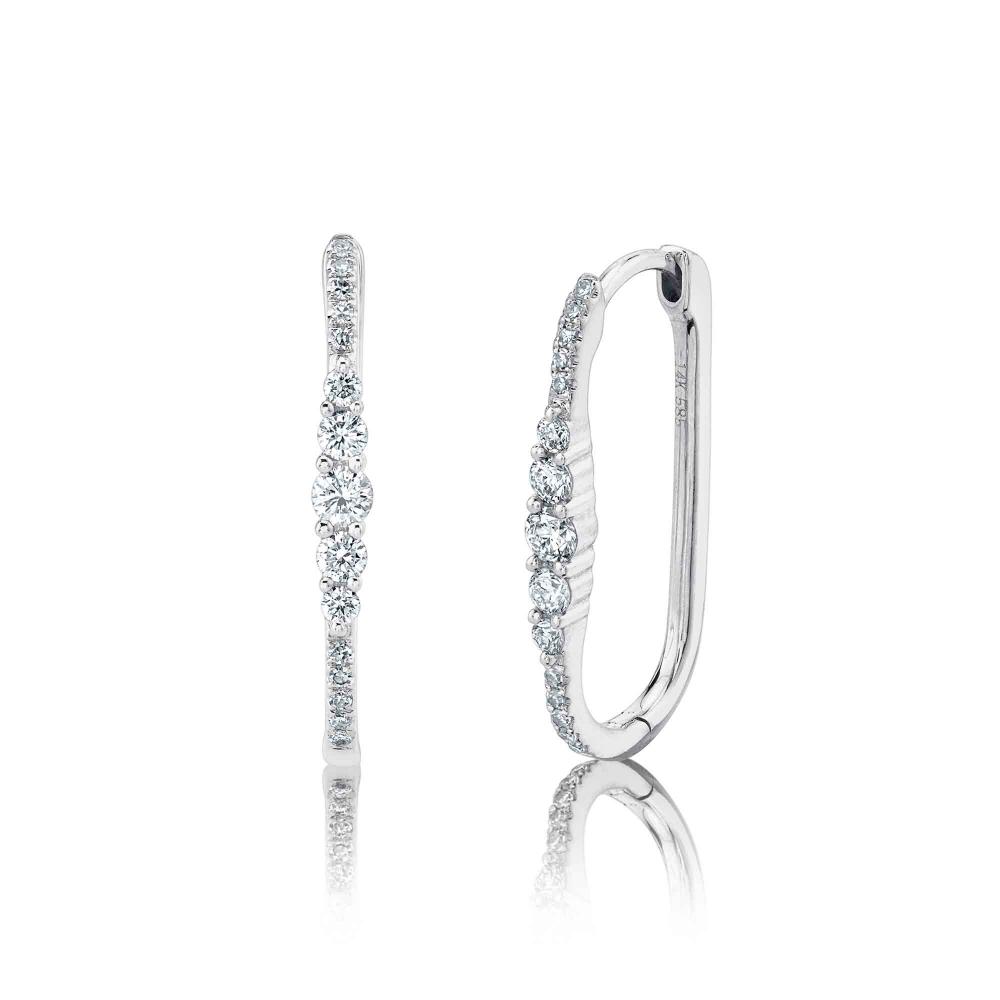 0.29CT 14K W/G DIAMOND OVAL HOOP EARRING