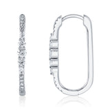 0.29CT 14K W/G DIAMOND OVAL HOOP EARRING