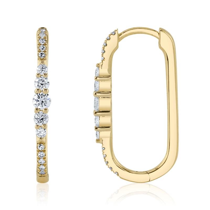 0.29CT 14K Y/G DIAMOND OVAL HOOP EARRING