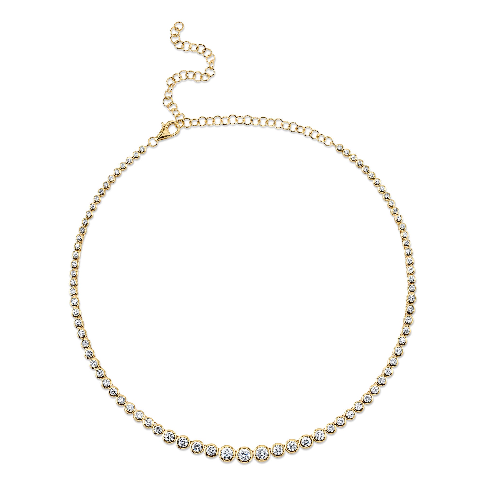 5.70CT 14K Y/G DIAMOND BEZEL TENNIS NECKLACE