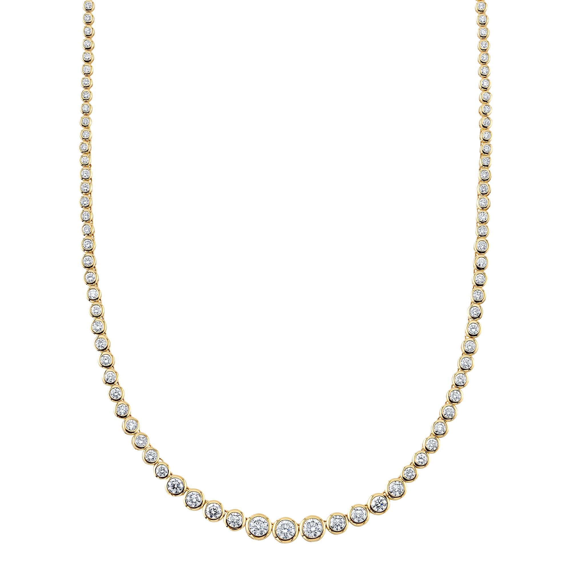 5.70CT 14K Y/G DIAMOND BEZEL TENNIS NECKLACE