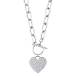 0.50CT 14K W/G DIAMOND PAVE HEART PAPER CLIP LINK NECKLACE