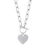 0.50CT 14K W/G DIAMOND PAVE HEART PAPER CLIP LINK NECKLACE
