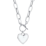 0.50CT 14K W/G DIAMOND PAVE HEART PAPER CLIP LINK NECKLACE