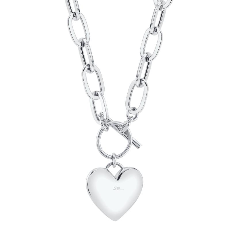0.50CT 14K W/G DIAMOND PAVE HEART PAPER CLIP LINK NECKLACE