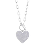 1.99CT 14K W/G DIAMOND PAVE HEART PAPER CLIP LINK NECKLACE