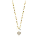 0.50CT 14K Y/G DIAMOND PAVE HEART PAPER CLIP LINK NECKLACE