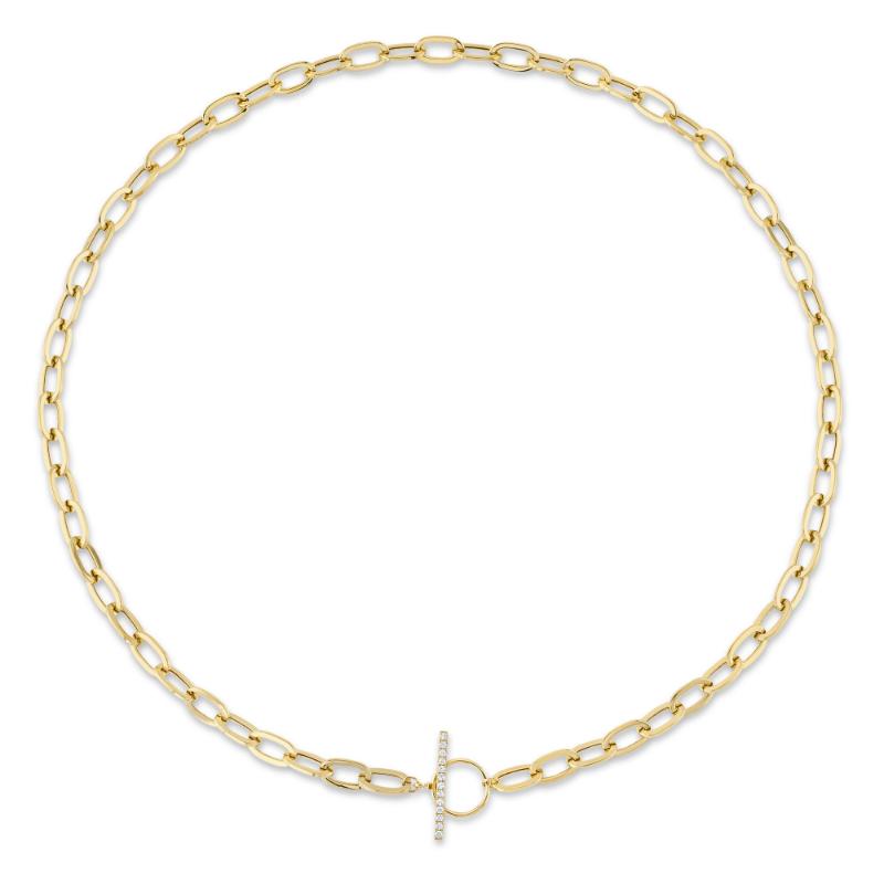 0.13CT 14K Y/G DIAMOND PAPER CLIP LINK  NECKLACE