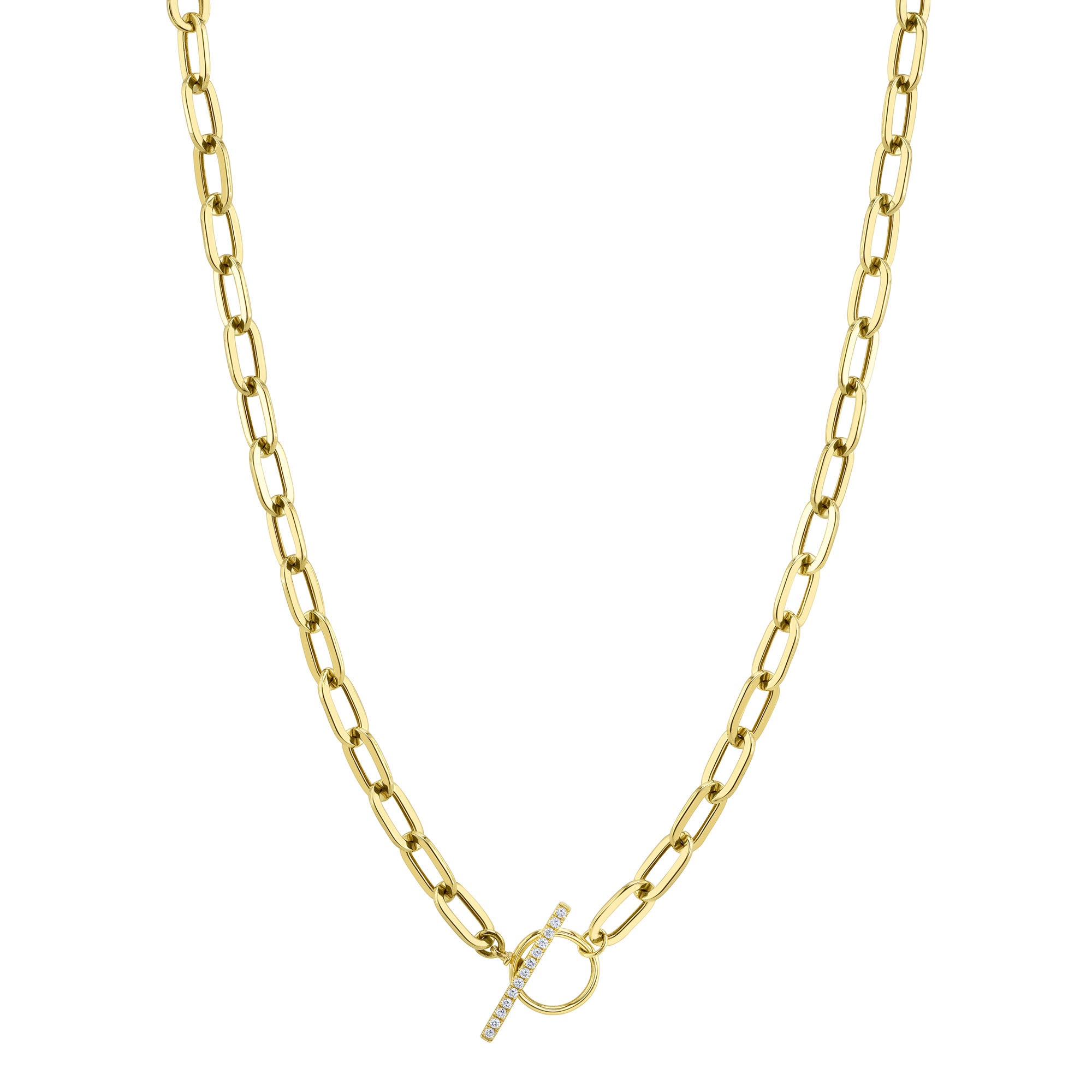 0.13CT 14K Y/G DIAMOND PAPER CLIP LINK  NECKLACE