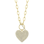 1.99CT 14K Y/G DIAMOND PAVE HEART PAPER CLIP LINK NECKLACE