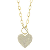 1.99CT 14K Y/G DIAMOND PAVE HEART PAPER CLIP LINK NECKLACE