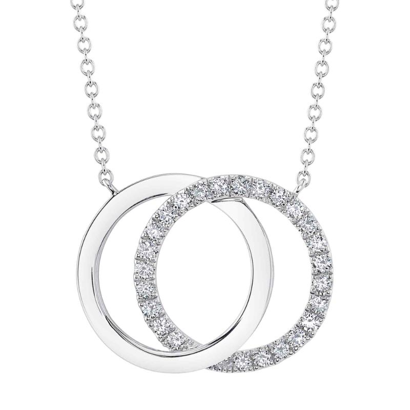 0.31CT 14K W/G DIAMOND LOVE KNOT CIRCLE NECKLACE
