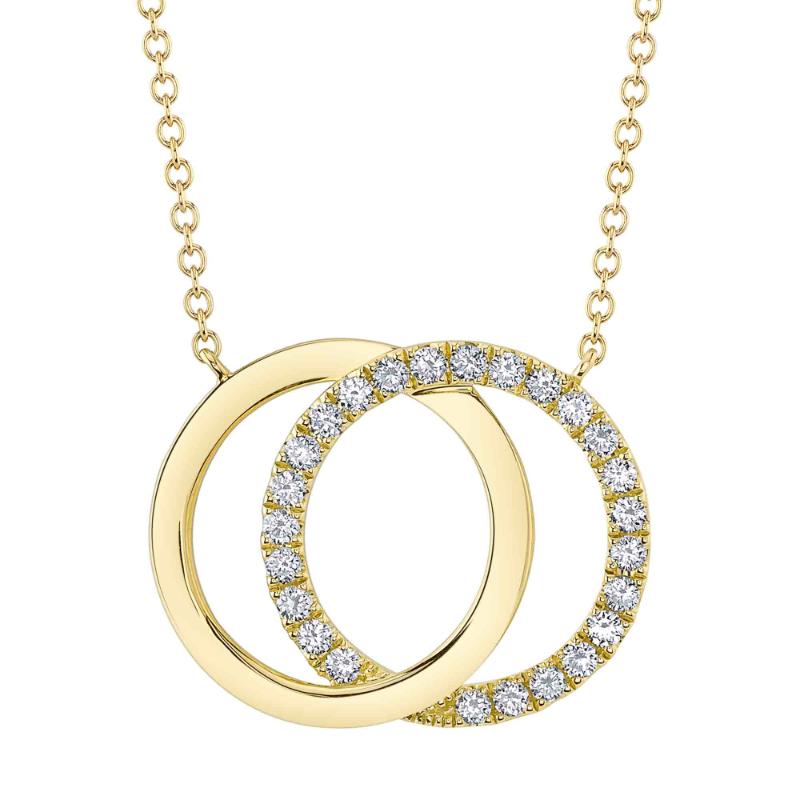 0.31CT 14K Y/G DIAMOND LOVE KNOT CIRCLE NECKLACE