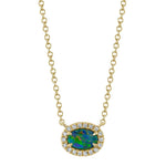 0.05CT DIAMOND & 0.33CT OPAL 14K Y/G NECKLACE