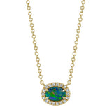 0.05CT DIAMOND & 0.33CT OPAL 14K Y/G NECKLACE
