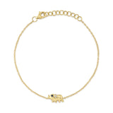 0.02CT 14K Y/G BLACK & WHITE DIAMOND ELEPHANT BRACELET