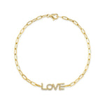 0.12CT 14K Y/G DIAMOND ""LOVE"" PAPER CLIP LINK BRACELET