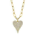 0.21CT 14K Y/G DIAMOND PAVE HEART PAPER CLIP LINK NECKLACE