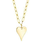 0.21CT 14K Y/G DIAMOND PAVE HEART PAPER CLIP LINK NECKLACE