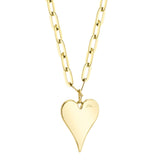 0.21CT 14K Y/G DIAMOND PAVE HEART PAPER CLIP LINK NECKLACE