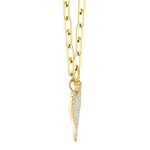 0.21CT 14K Y/G DIAMOND PAVE HEART PAPER CLIP LINK NECKLACE
