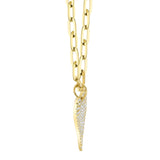0.21CT 14K Y/G DIAMOND PAVE HEART PAPER CLIP LINK NECKLACE