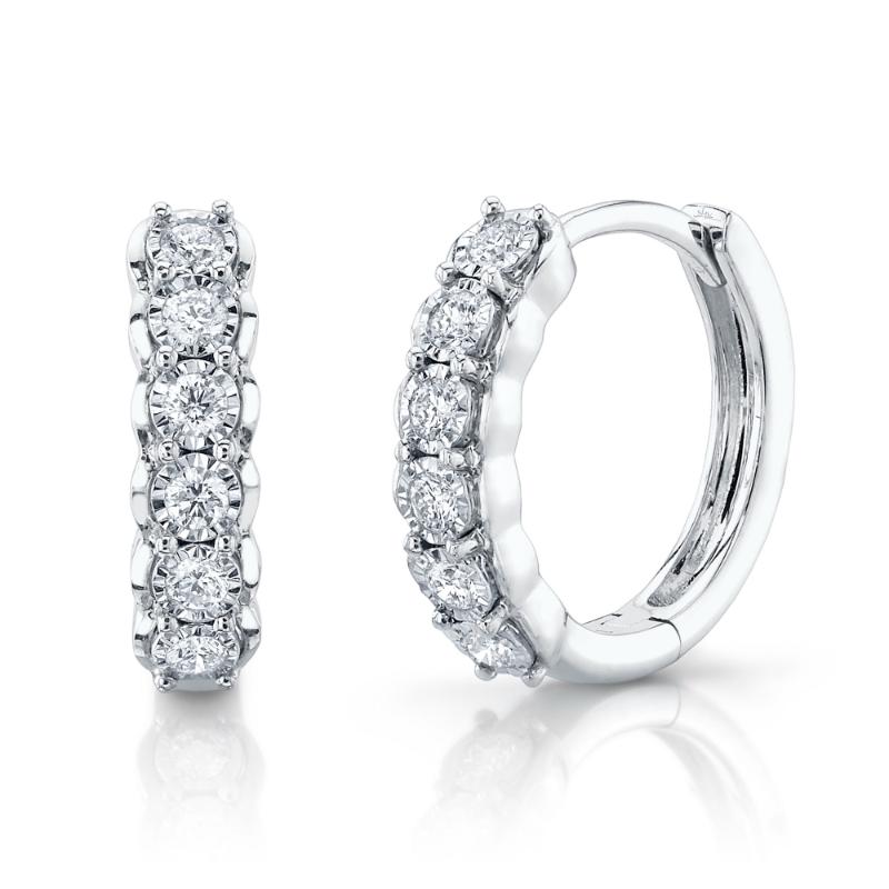 0.23CT 14K W/G DIAMOND HUGGIE EARRING