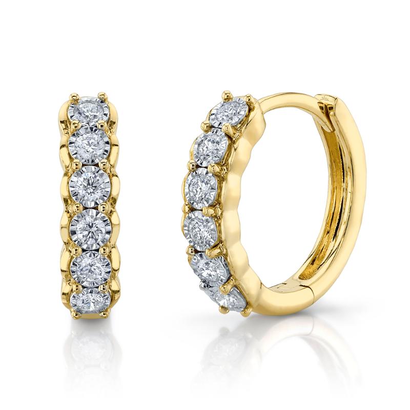 0.23CT 14K Y/G DIAMOND HUGGIE EARRING