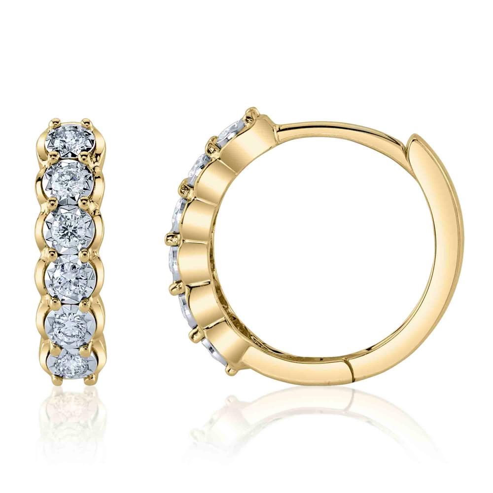 0.23CT 14K Y/G DIAMOND HUGGIE EARRING