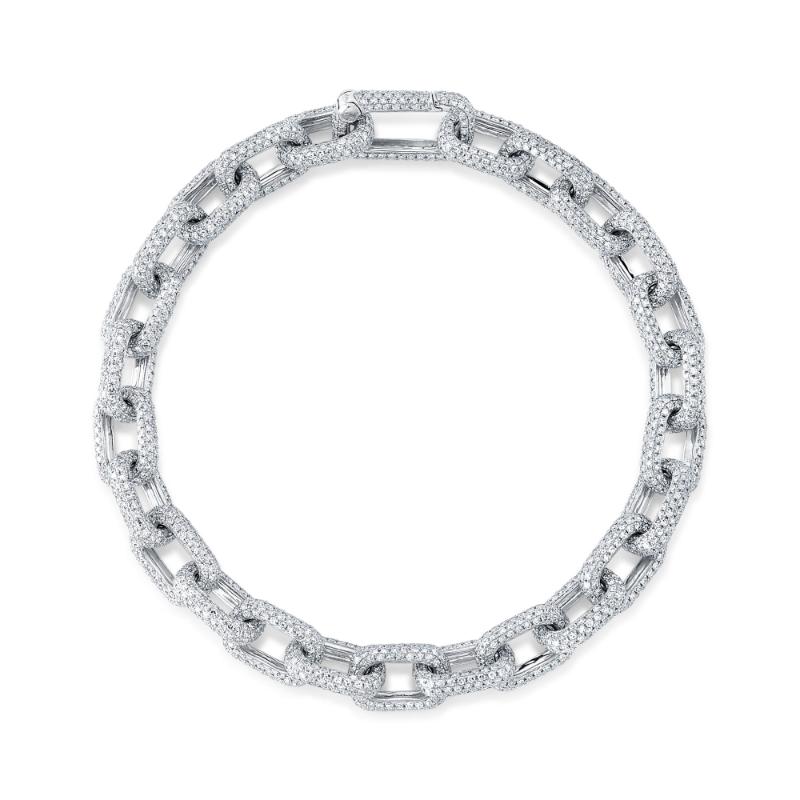 7.52CT 14K W/G DIAMOND PAVE PAPER CLIP LINK BRACELET