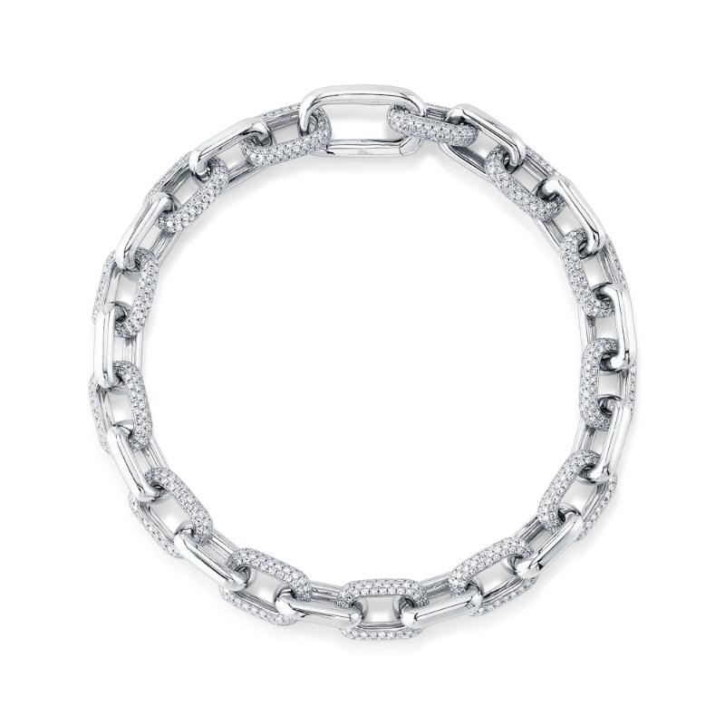 3.67CT 14K W/G DIAMOND PAVE PAPER CLIP LINK BRACELET