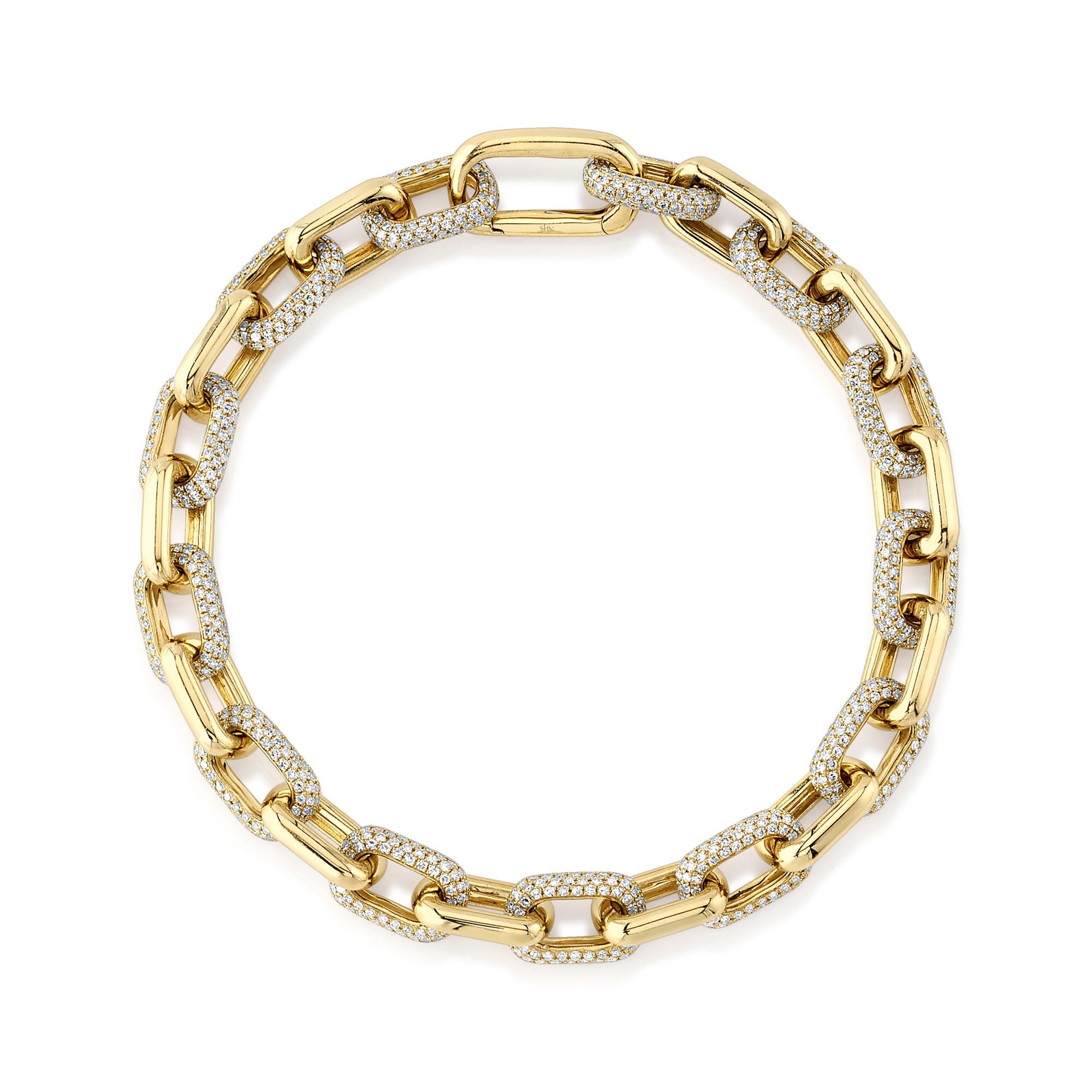 3.67CT 14K Y/G DIAMOND PAVE PAPER CLIP LINK BRACELET