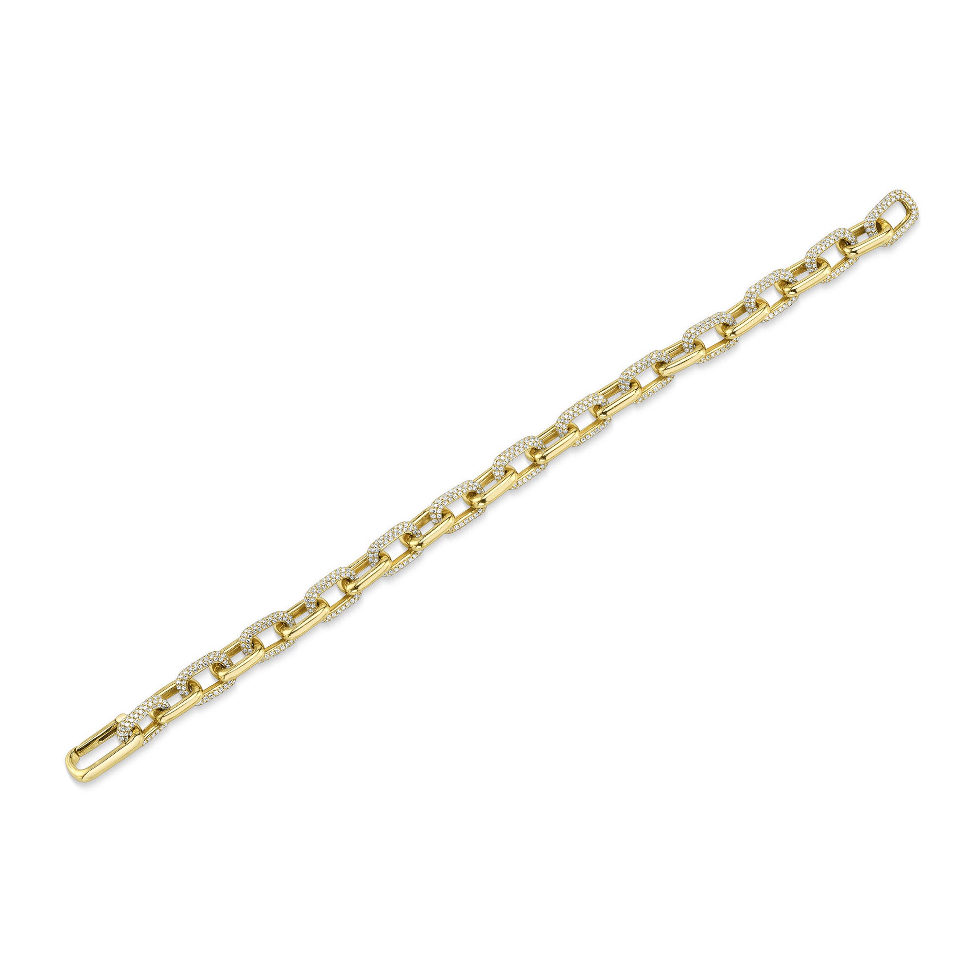 3.67CT 14K Y/G DIAMOND PAVE PAPER CLIP LINK BRACELET