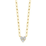0.41CT 14K Y/G DIAMOND HEART PAPER CLIP LINK NECKLACE