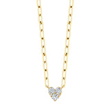 0.41CT 14K Y/G DIAMOND HEART PAPER CLIP LINK NECKLACE