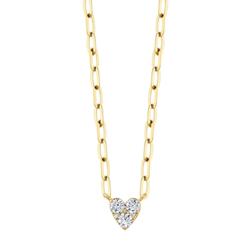 0.41CT 14K Y/G DIAMOND HEART PAPER CLIP LINK NECKLACE
