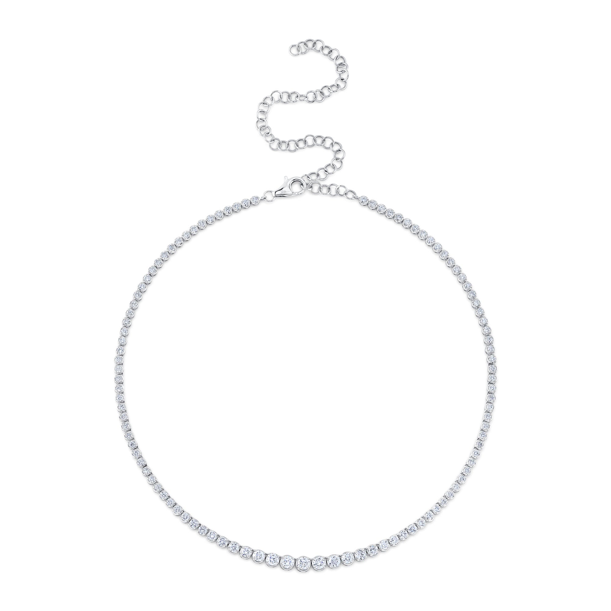 4.73CT 14K W/G DIAMOND CROWN SETTING TENNIS NECKLACE