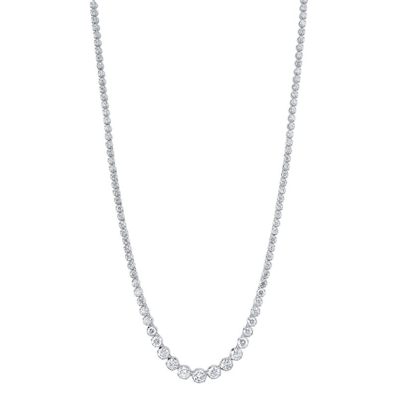 6.75CT 14K W/G DIAMOND CROWN SETTING TENNIS NECKLACE