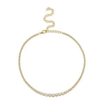6.75CT 14K Y/G DIAMOND CROWN SETTING TENNIS NECKLACE