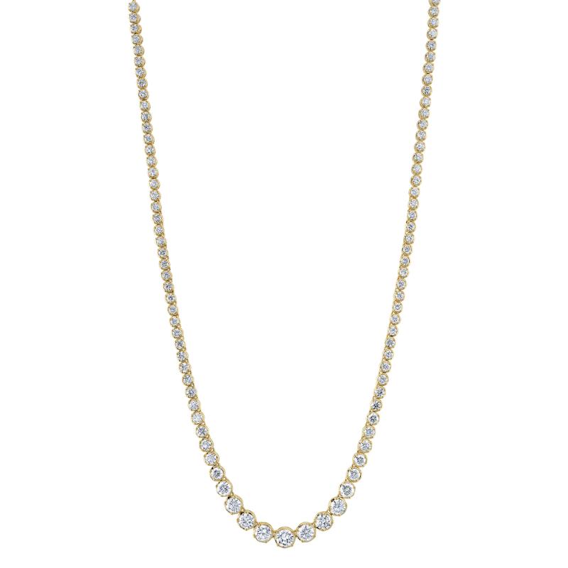 6.75CT 14K Y/G DIAMOND CROWN SETTING TENNIS NECKLACE